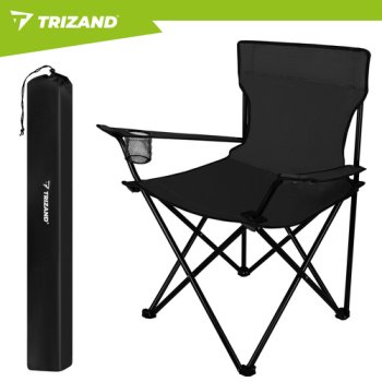 Trizand sulankstoma žvejybos kėdė su krepšiu, juoda