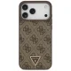 Guess Leather 4G Triangle Strass MagSafe dėklas iPhone 17 Pro Max, rudas
