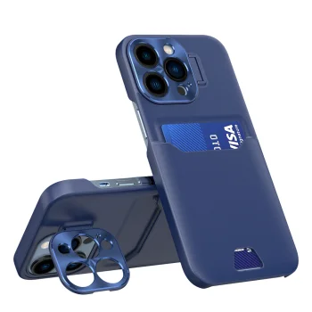 „Hurtel“ „iPhone 14 Pro Max“ dėklas su kortelės lizdu ir stovu, mėlynas