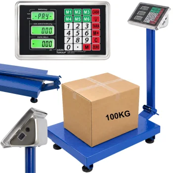 Elektroninės platforminės svarstyklės iki 100 kg, LCD, mėlynos