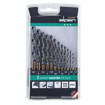 HSS metalo spiralinių grąžtų rinkinys Alpen Sprint Master TM 13/2, 1.5–6.5 mm, 13 vnt.
