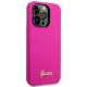 Guess Silicone Vintage Gold Logo dėklas iPhone 14 Pro Max, fuksijų spalvos