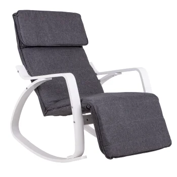Modernhome Rocking Chair with Adjustable Footrest, White Frame