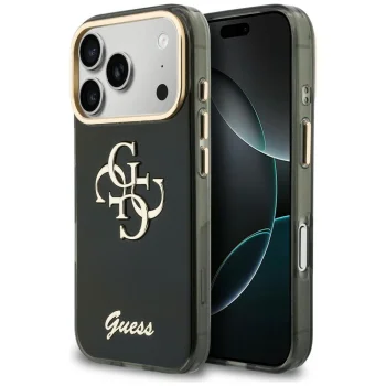 Guess IML 4G Script Metal dėklas iPhone 17 Pro / 18 Pro, juodas