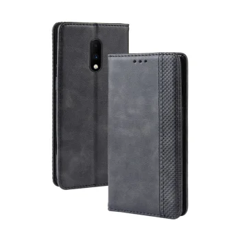OnePlus 7 atverčiamasis odinis dėklas Vintage Style, juodas