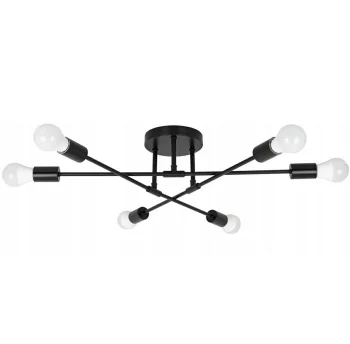 Loft Ceiling Lamp with 6 Light Points ZD74N, Black