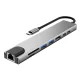 Tech-Protect HB09 „8-in-1“ USB-C šakotuvas (HDMI 4K, PD 100W, RJ45), pilkas
