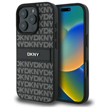 DKNY Texture Pattern Tonal Stripe dėklas, skirtas iPhone 16 Pro, juodas