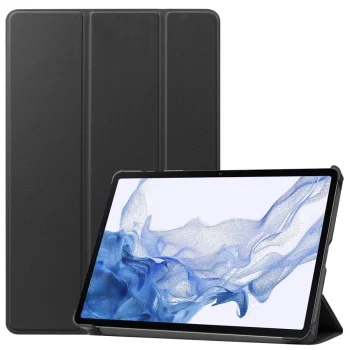 Samsung Galaxy Tab S9 (SM-X710, SM-X716B) triklostis PU odinis dėklas, juodas