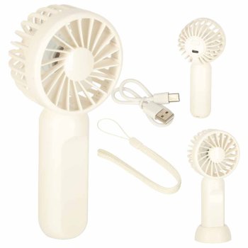 Portable Mini USB Desk Fan with Stand, 13.8 cm, White