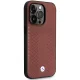 BMW Leather Diamond Pattern Case for iPhone 14 Pro Max, Burgundy