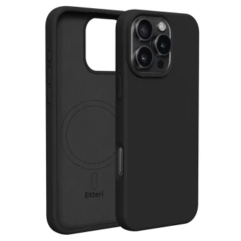 Dėklas Etteri Silicone Mag skirtas iPhone 16 Pro 6.3", juodas