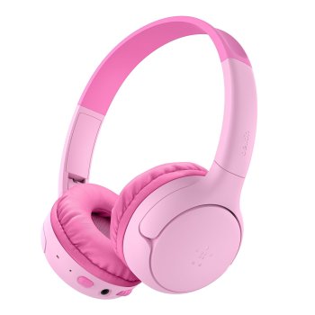 Belkin Soundform Mini 2 belaidės ausinės vaikams su dėklu, rožinės