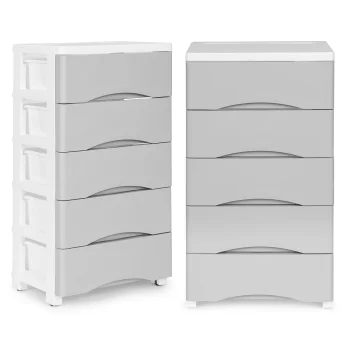 ModernHome 5-Drawer Storage Shelf on Wheels, Grey