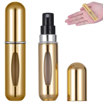Kelioninis kvepalų buteliukas – purkštuvas, 5 ml, auksinis