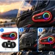 Motociklo šalmo domofonas Q08 2X su Bluetooth ir RGB, juodas