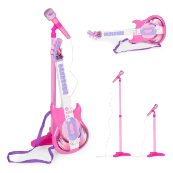 Vaikiškas elektrinės gitaros rinkinys su mikrofonu ir stovu