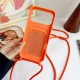 Silikoninis dėklas su kortelių skyreliu ir dirželiu iPhone 18 Pro Max / 17 Pro Max, oranžinis