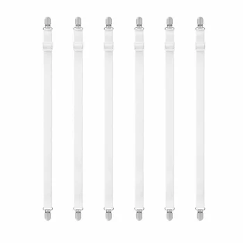 Bed Sheet Fasteners and Elastic Straps 50-230cm 6 Pcs, White