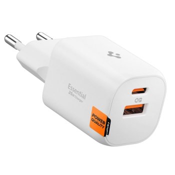 Spigen Essential EE352EU GaN įkroviklis USB-C / USB-A 35W, baltas