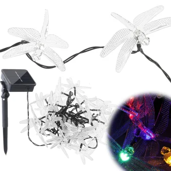 Outdoor Garden Lights "Dragonfly" 6.5m 30 LED with Solar Battery, Multicolored