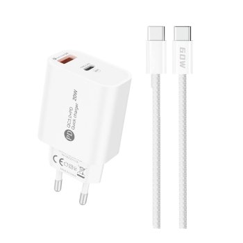 A6MaxL 20W USB-A USB-C įkroviklis su USB-C - USB-C 1m laidu, baltas