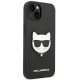 Karl Lagerfeld Saffiano Choupette Head Patch dėklas iPhone 14 Plus / 15 Plus, Juodas