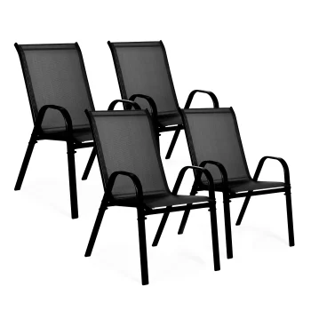 MultiGarden Set of 4 Garden Chairs, Black