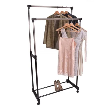 Double Clothing Rack on Wheels, Black