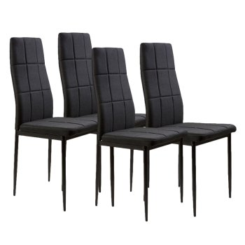 ModernHome minkštos valgomojo kėdės, 4 vnt. komplektas, juodos