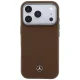 Mercedes Leather Semi Wrap Wood Effect MagSafe dėklas iPhone 17 Pro Max, rudas