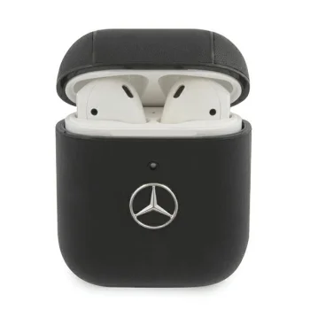 Mercedes Electronic Line Case for AirPods 1/2 Natural Leather - Black