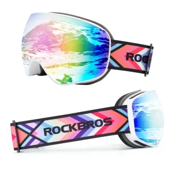 Vaikiški slidinėjimo akiniai Rockbros SP284 su UV filtru ir nerasojančiu lęšiu, balti