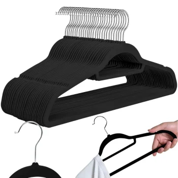 Velvet Clothes Hangers, Non-Slip Suit Hangers, Set of 20, Black