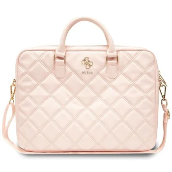 Guess Quilted 4G nešiojamojo kompiuterio krepšys 16", rožinis