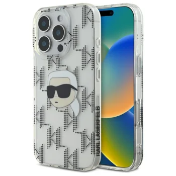 Karl Lagerfeld IML Karl Head Electroplated Case for iPhone 16 Pro, Transparent