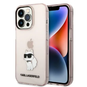 Karl Lagerfeld Ikonik Choupette dėklas skirtas iPhone 14 Pro Max, rožinis