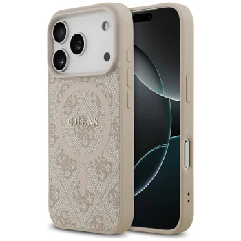 Guess 4G Ring Classic Logo MagSafe dėklas iPhone 17 Pro - rožinis