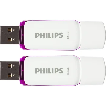 USB atmintinė Philips Snow Edition 64 GB USB 2.0, 2 vnt., balta / violetinė