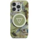 Guess Glitter Flowers Triangle Buttons MagSafe Phone Case Cover iPhone 16 Pro Max green