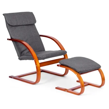 Modernhome Rocking Chair with Footrest, Grey/Walnut