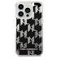 Karl Lagerfeld Liquid Glitter Monogram dėklas iPhone 14 Pro, juodas
