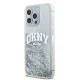 DKNY Liquid Glitters Arch Logo dėklas, skirtas iPhone 15 Pro Max, baltas