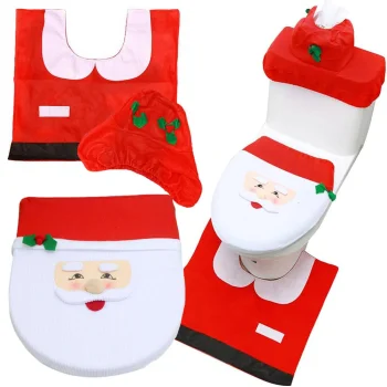 Christmas Bathroom Set Santa Claus, 3 Pieces, Red