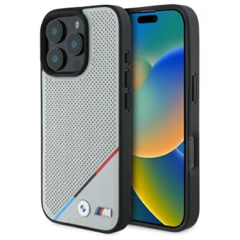 BMW M Perforated MagSafe dėklas iPhone 16 Pro Max (BMHMP16X23PUPDG), pilkas