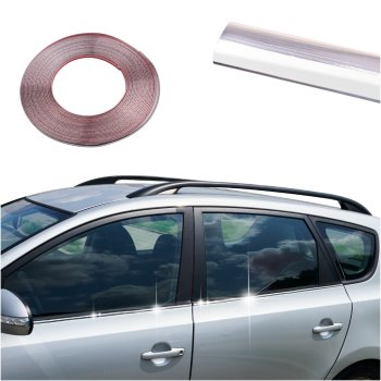 Self-Adhesive Decorative Chrome Trim Moulding Strip for Cars 6mm x 15m, Silver