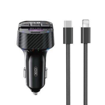 Bluetooth FM Transmitter Car Charger XO BCC17 30W with Cable, black