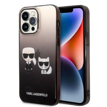 Karl Lagerfeld dėklas iPhone 14 Pro telefonui, juodas gradientas