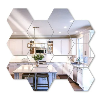 Hexagon Mirror Wall Stickers, 12 Pcs