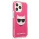 Karl Lagerfeld Choupette Head dėklas iPhone 13 Pro telefonui, fuksijų spalvos